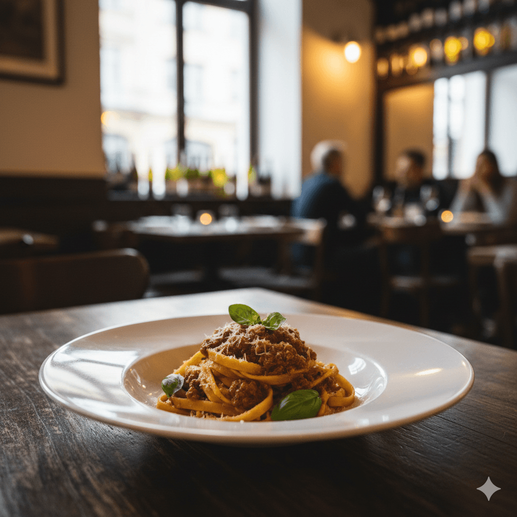 A beautifully plated dish at a Michelin Bib Gourmand restaurant in Europe.