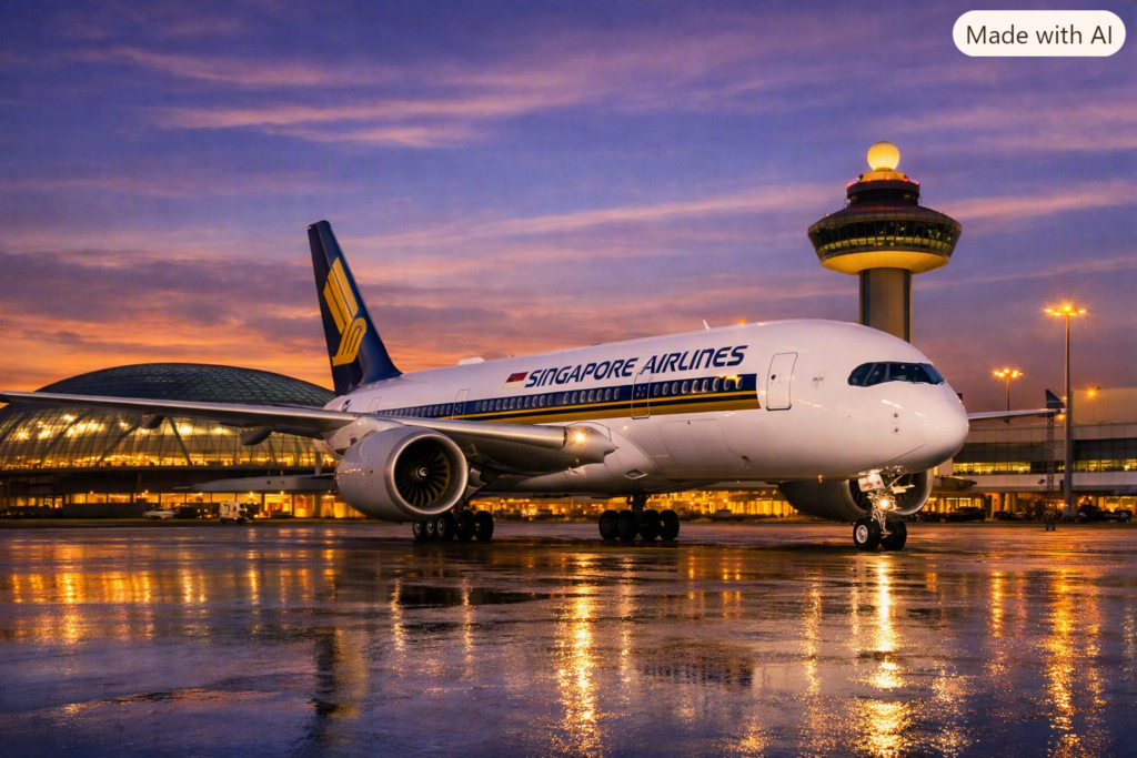 Singapore Airlines Airbus A350 at Changi Airport with the Skytrax 2026 Winner emblem, featured as the world’s best airline - Latest Travel News